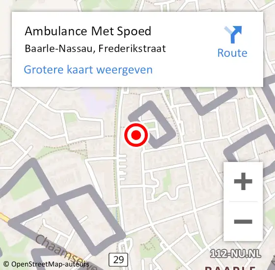 Locatie op kaart van de 112 melding: Ambulance Met Spoed Naar Baarle-Nassau, Frederikstraat op 20 april 2016 18:39