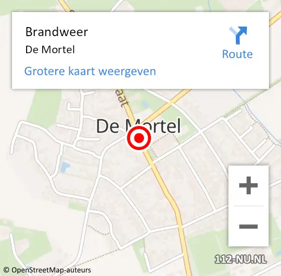 Locatie op kaart van de 112 melding: Brandweer De Mortel op 12 december 2013 13:54