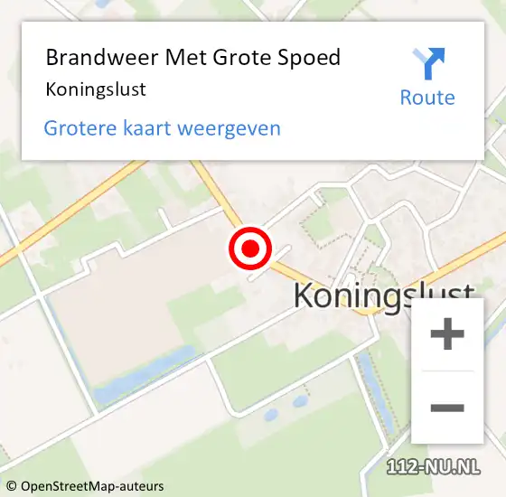 Locatie op kaart van de 112 melding: Brandweer Met Grote Spoed Naar Koningslust op 20 april 2016 19:28