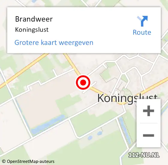 Locatie op kaart van de 112 melding: Brandweer Koningslust op 20 april 2016 19:29