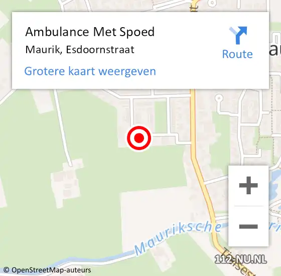 Locatie op kaart van de 112 melding: Ambulance Met Spoed Naar Maurik, Esdoornstraat op 20 april 2016 19:33