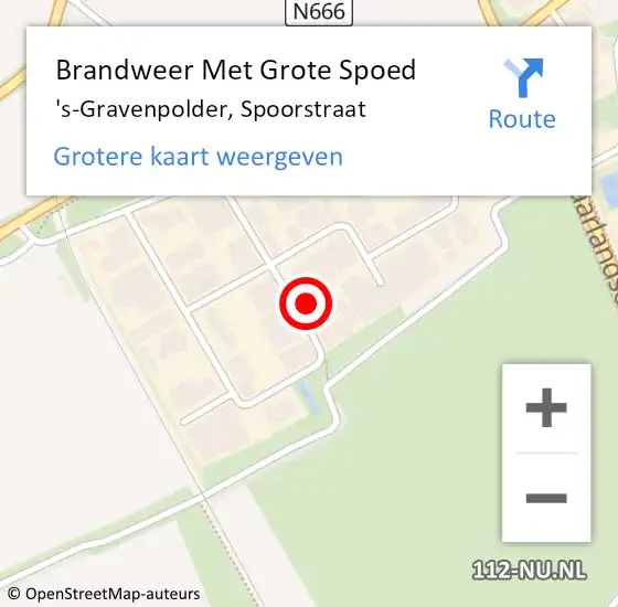 Locatie op kaart van de 112 melding: Brandweer Met Grote Spoed Naar 's-Gravenpolder, Spoorstraat op 20 april 2016 20:22