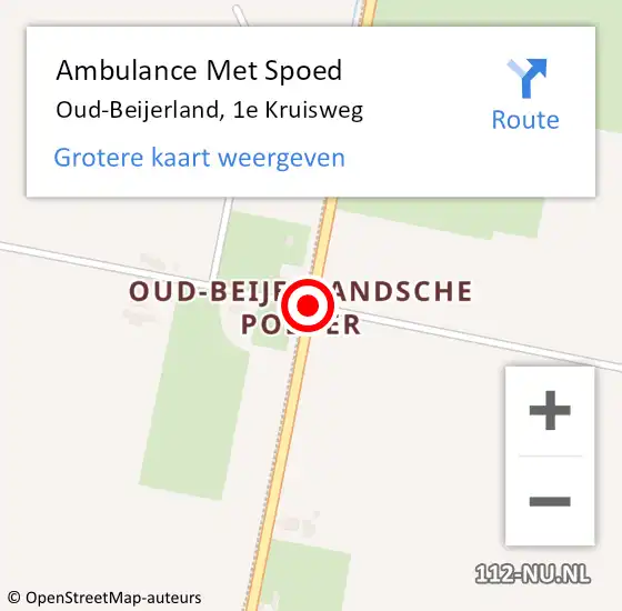 Locatie op kaart van de 112 melding: Ambulance Met Spoed Naar Oud-Beijerland, 1e Kruisweg op 20 april 2016 20:23