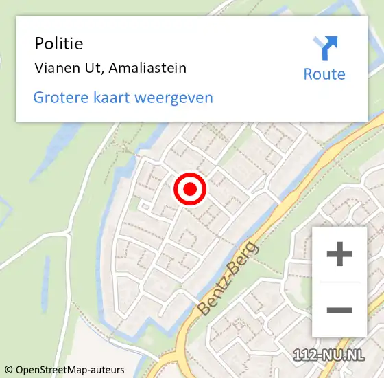 Locatie op kaart van de 112 melding: Politie Vianen Ut, Amaliastein op 20 april 2016 20:52