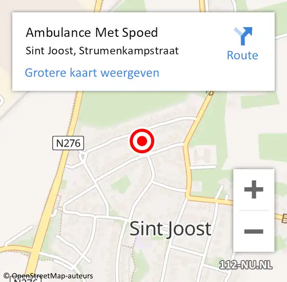 Locatie op kaart van de 112 melding: Ambulance Met Spoed Naar Sint Joost, Strumenkampstraat op 12 december 2013 14:04