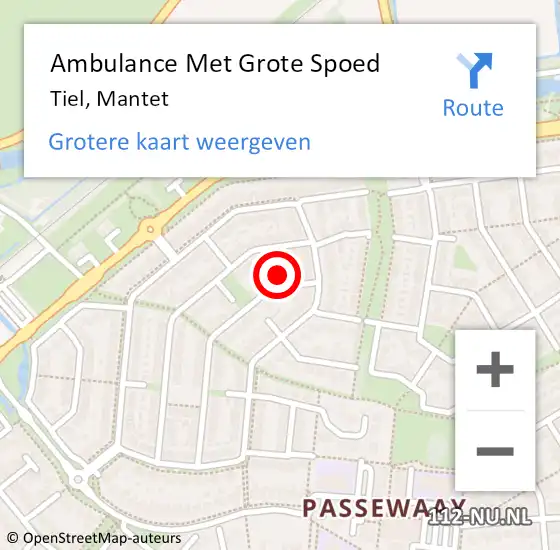 Locatie op kaart van de 112 melding: Ambulance Met Grote Spoed Naar Tiel, Mantet op 20 april 2016 21:03