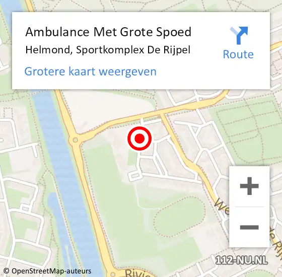 Locatie op kaart van de 112 melding: Ambulance Met Grote Spoed Naar Helmond, Sportkomplex De Rijpel op 20 april 2016 21:37