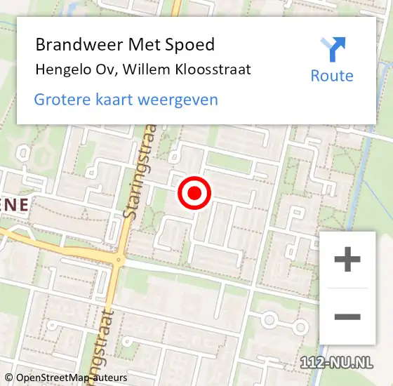 Locatie op kaart van de 112 melding: Brandweer Met Spoed Naar Hengelo Ov, Willem Kloosstraat op 21 april 2016 00:45