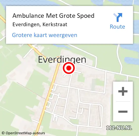 Locatie op kaart van de 112 melding: Ambulance Met Grote Spoed Naar Everdingen, Kerkstraat op 21 april 2016 00:50