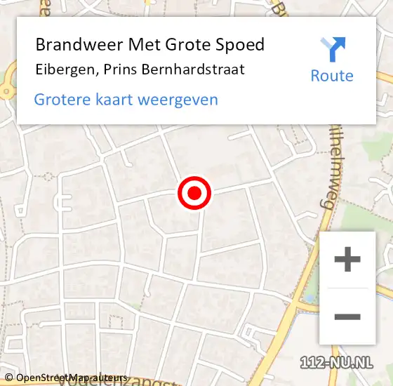 Locatie op kaart van de 112 melding: Brandweer Met Grote Spoed Naar Eibergen, Prins Bernhardstraat op 12 december 2013 14:17