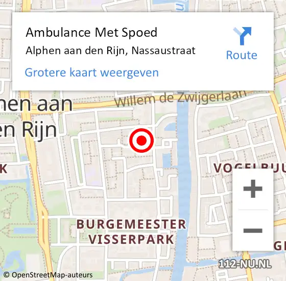 Locatie op kaart van de 112 melding: Ambulance Met Spoed Naar Alphen aan den Rijn, Nassaustraat op 21 april 2016 04:07