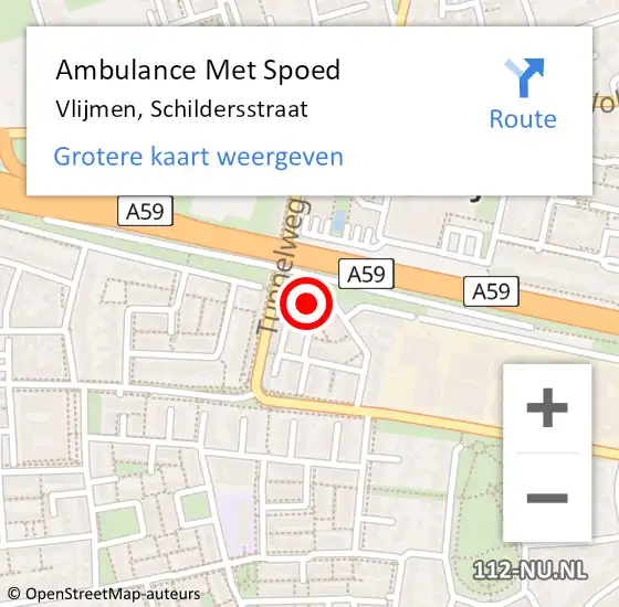 Locatie op kaart van de 112 melding: Ambulance Met Spoed Naar Vlijmen, Schildersstraat op 21 april 2016 04:20