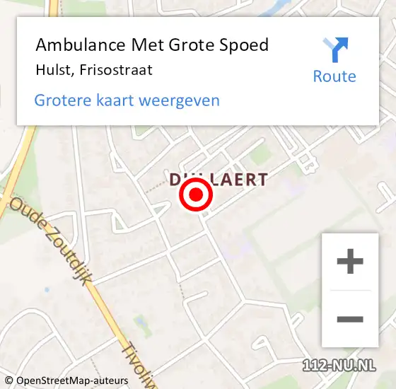 Locatie op kaart van de 112 melding: Ambulance Met Grote Spoed Naar Hulst, Frisostraat op 21 april 2016 06:30