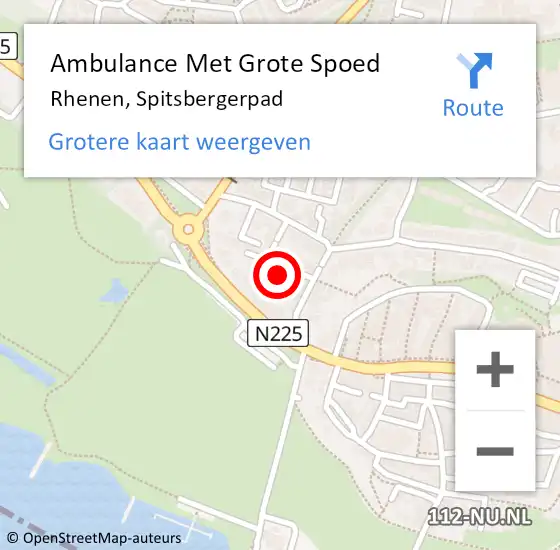 Locatie op kaart van de 112 melding: Ambulance Met Grote Spoed Naar Rhenen, Spitsbergerpad op 21 april 2016 08:09