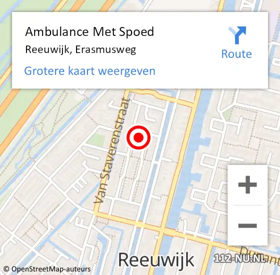 Locatie op kaart van de 112 melding: Ambulance Met Spoed Naar Reeuwijk, Erasmusweg op 21 april 2016 08:50