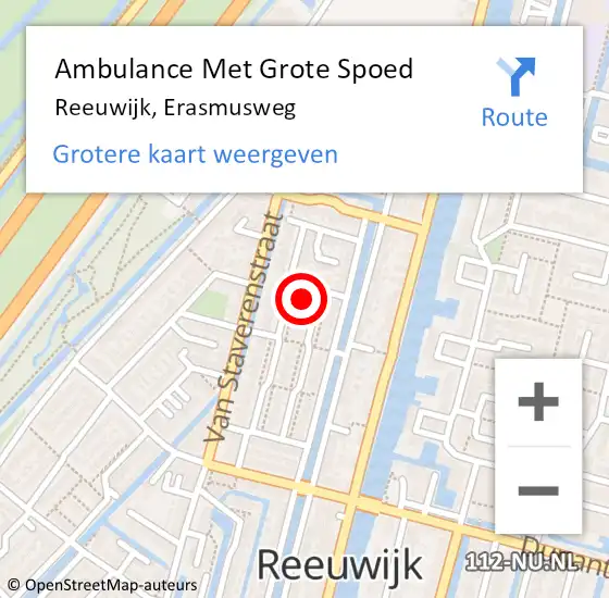 Locatie op kaart van de 112 melding: Ambulance Met Grote Spoed Naar Reeuwijk, Erasmusweg op 21 april 2016 08:51