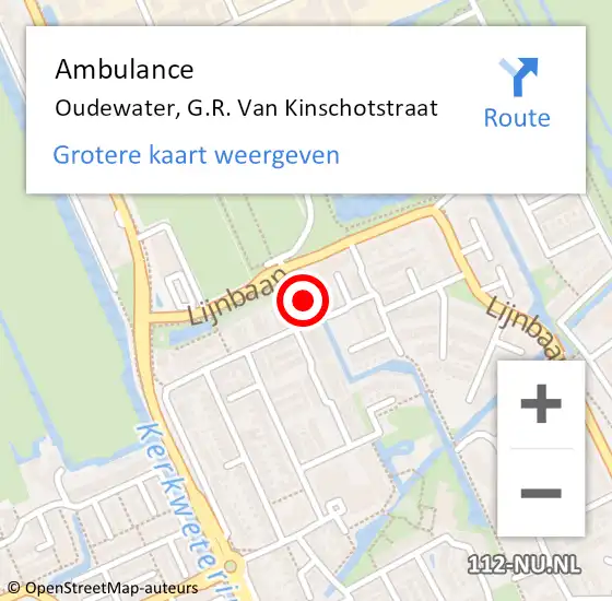 Locatie op kaart van de 112 melding: Ambulance Oudewater, G.R. Van Kinschotstraat op 21 april 2016 09:01