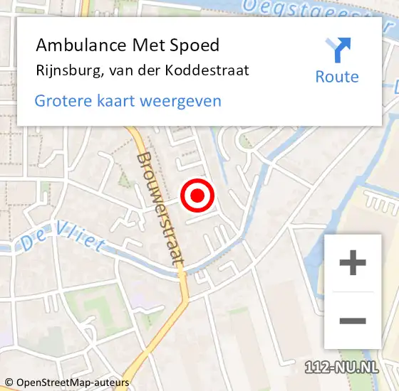 Locatie op kaart van de 112 melding: Ambulance Met Spoed Naar Rijnsburg, van der Koddestraat op 21 april 2016 10:37