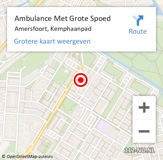 Locatie op kaart van de 112 melding: Ambulance Met Grote Spoed Naar Amersfoort, Kemphaanpad op 21 april 2016 10:37