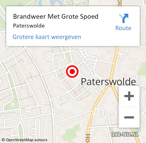 Locatie op kaart van de 112 melding: Brandweer Met Grote Spoed Naar Paterswolde op 21 april 2016 10:53