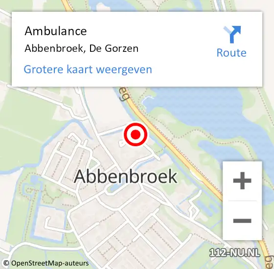 Locatie op kaart van de 112 melding: Ambulance Abbenbroek, De Gorzen op 21 april 2016 11:15