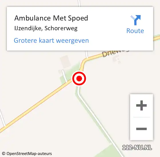 Locatie op kaart van de 112 melding: Ambulance Met Spoed Naar IJzendijke, Schorerweg op 21 april 2016 11:24