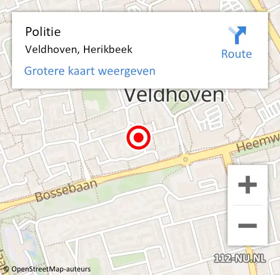 Locatie op kaart van de 112 melding: Politie Veldhoven, Herikbeek op 21 april 2016 12:58