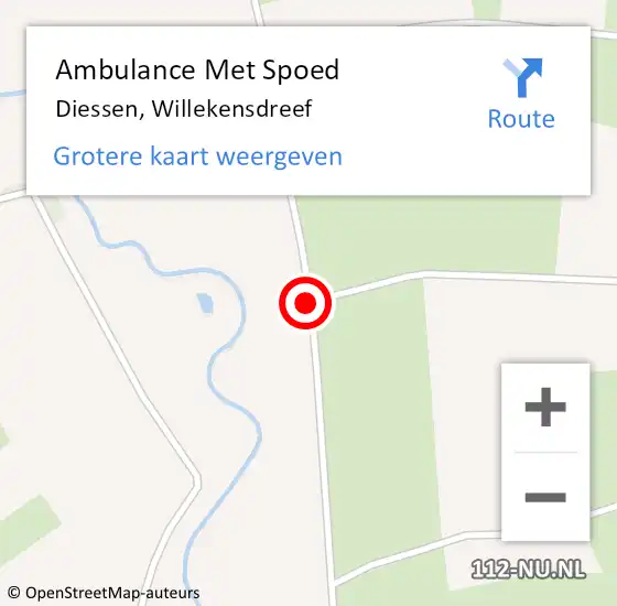 Locatie op kaart van de 112 melding: Ambulance Met Spoed Naar Diessen, Willekensdreef op 21 april 2016 13:23