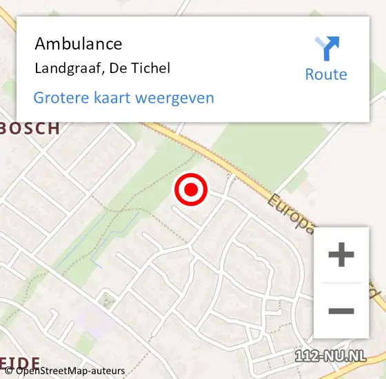 Locatie op kaart van de 112 melding: Ambulance Landgraaf, De Tichel op 12 december 2013 15:04