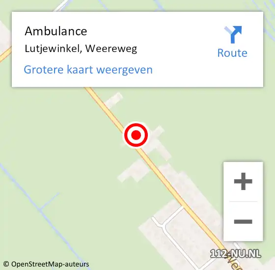 Locatie op kaart van de 112 melding: Ambulance Lutjewinkel, Weereweg op 12 december 2013 15:06