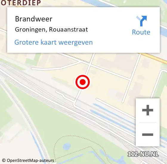 Locatie op kaart van de 112 melding: Brandweer Groningen, Rouaanstraat op 21 april 2016 13:49