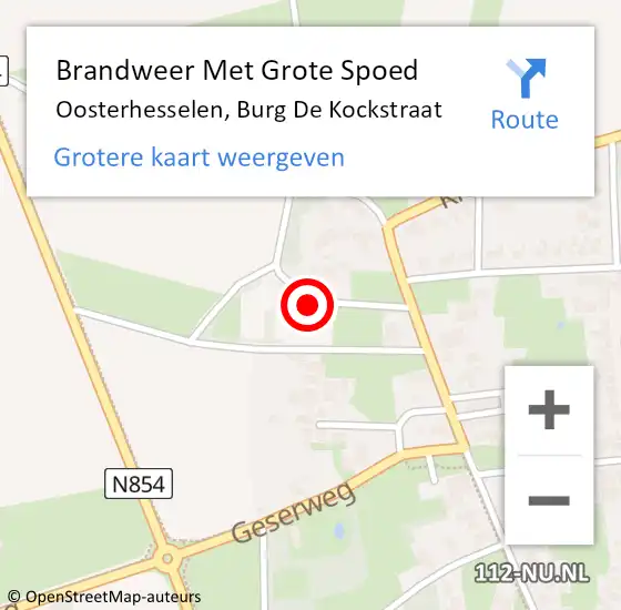 Locatie op kaart van de 112 melding: Brandweer Met Grote Spoed Naar Oosterhesselen, Burg De Kockstraat op 21 april 2016 14:19