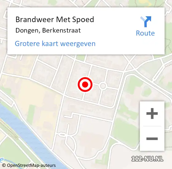 Locatie op kaart van de 112 melding: Brandweer Met Spoed Naar Dongen, Berkenstraat op 12 december 2013 15:15