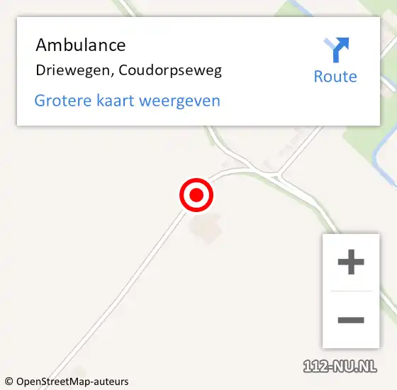 Locatie op kaart van de 112 melding: Ambulance Driewegen, Coudorpseweg op 21 april 2016 14:43