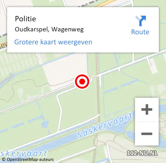 Locatie op kaart van de 112 melding: Politie Oudkarspel, Wagenweg op 21 april 2016 14:47