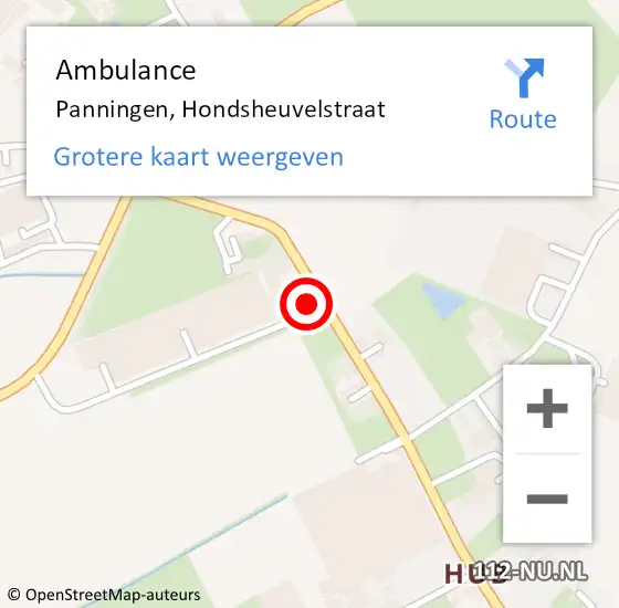 Locatie op kaart van de 112 melding: Ambulance Panningen, Hondsheuvelstraat op 21 april 2016 15:38