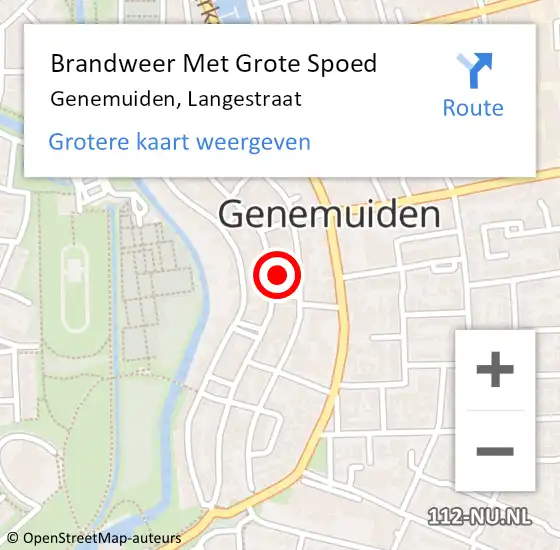 Locatie op kaart van de 112 melding: Brandweer Met Grote Spoed Naar Genemuiden, Langestraat op 21 april 2016 15:59