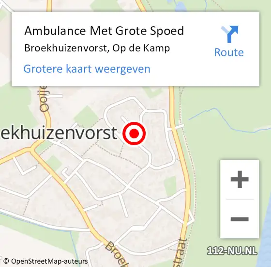 Locatie op kaart van de 112 melding: Ambulance Met Grote Spoed Naar Broekhuizenvorst, Op de Kamp op 21 april 2016 16:01