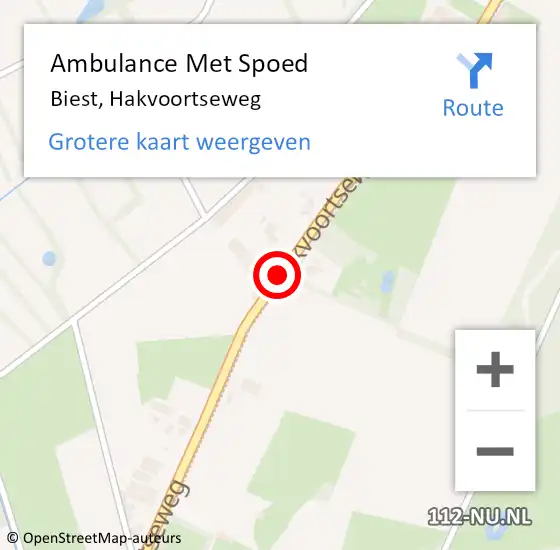 Locatie op kaart van de 112 melding: Ambulance Met Spoed Naar Biest-Houtakker, Hakvoortseweg op 21 april 2016 16:48