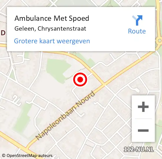 Locatie op kaart van de 112 melding: Ambulance Met Spoed Naar Geleen, Chrysantenstraat op 21 april 2016 16:54