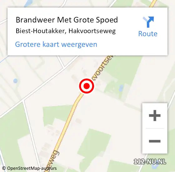 Locatie op kaart van de 112 melding: Brandweer Met Grote Spoed Naar Biest-Houtakker, Hakvoortseweg op 21 april 2016 17:20