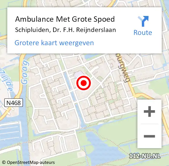 Locatie op kaart van de 112 melding: Ambulance Met Grote Spoed Naar Schipluiden, Dr. F.H. Reijnderslaan op 21 april 2016 17:39