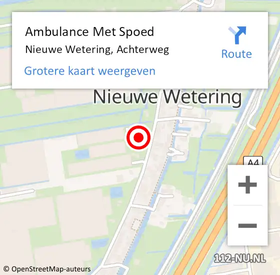 Locatie op kaart van de 112 melding: Ambulance Met Spoed Naar Nieuwe Wetering, Achterweg op 21 april 2016 18:34