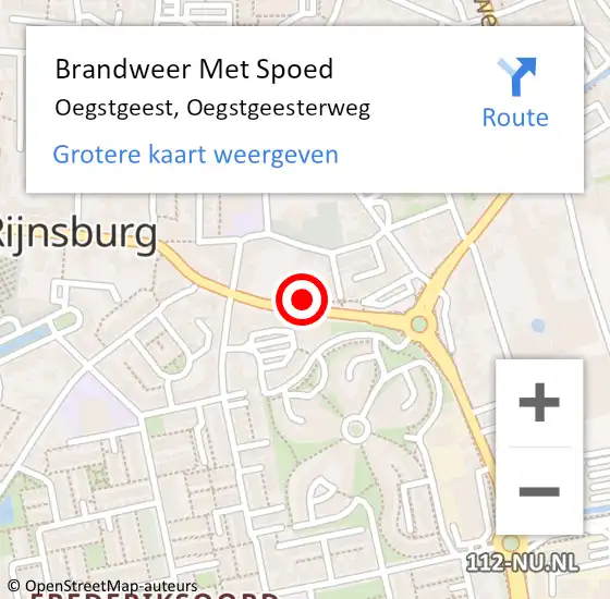 Locatie op kaart van de 112 melding: Brandweer Met Spoed Naar Oegstgeest, Oegstgeesterweg op 21 april 2016 18:37