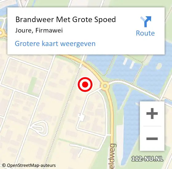 Locatie op kaart van de 112 melding: Brandweer Met Grote Spoed Naar Joure, Firmawei op 21 april 2016 19:11