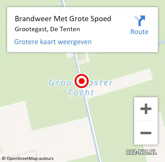 Locatie op kaart van de 112 melding: Brandweer Met Grote Spoed Naar Grootegast, De Tenten op 12 december 2013 15:40