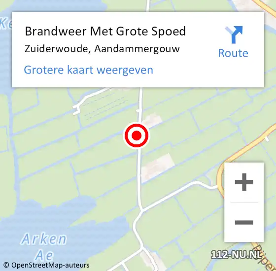 Locatie op kaart van de 112 melding: Brandweer Met Grote Spoed Naar Zuiderwoude, Aandammergouw op 12 december 2013 15:41