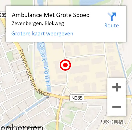 Locatie op kaart van de 112 melding: Ambulance Met Grote Spoed Naar Zevenbergen, Blokweg op 21 april 2016 19:48