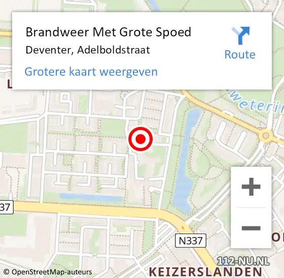 Locatie op kaart van de 112 melding: Brandweer Met Grote Spoed Naar Deventer, Adelboldstraat op 21 april 2016 20:08