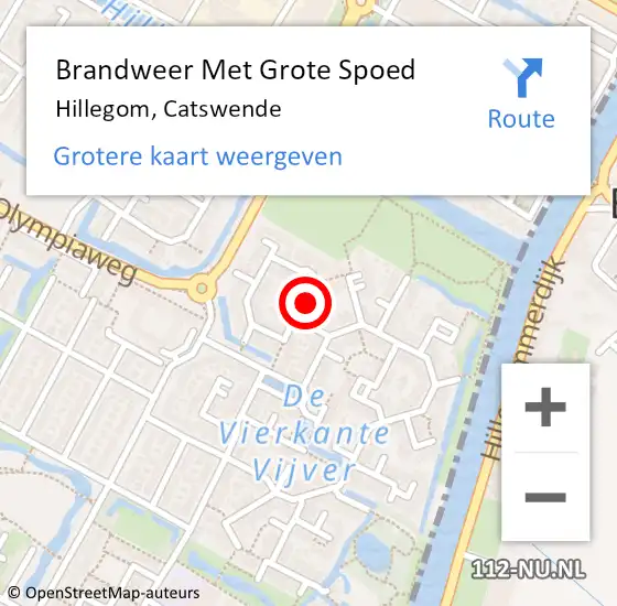 Locatie op kaart van de 112 melding: Brandweer Met Grote Spoed Naar Hillegom, Catswende op 21 april 2016 20:20